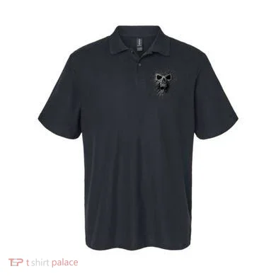 Black Widow Spider Web Skull Polo