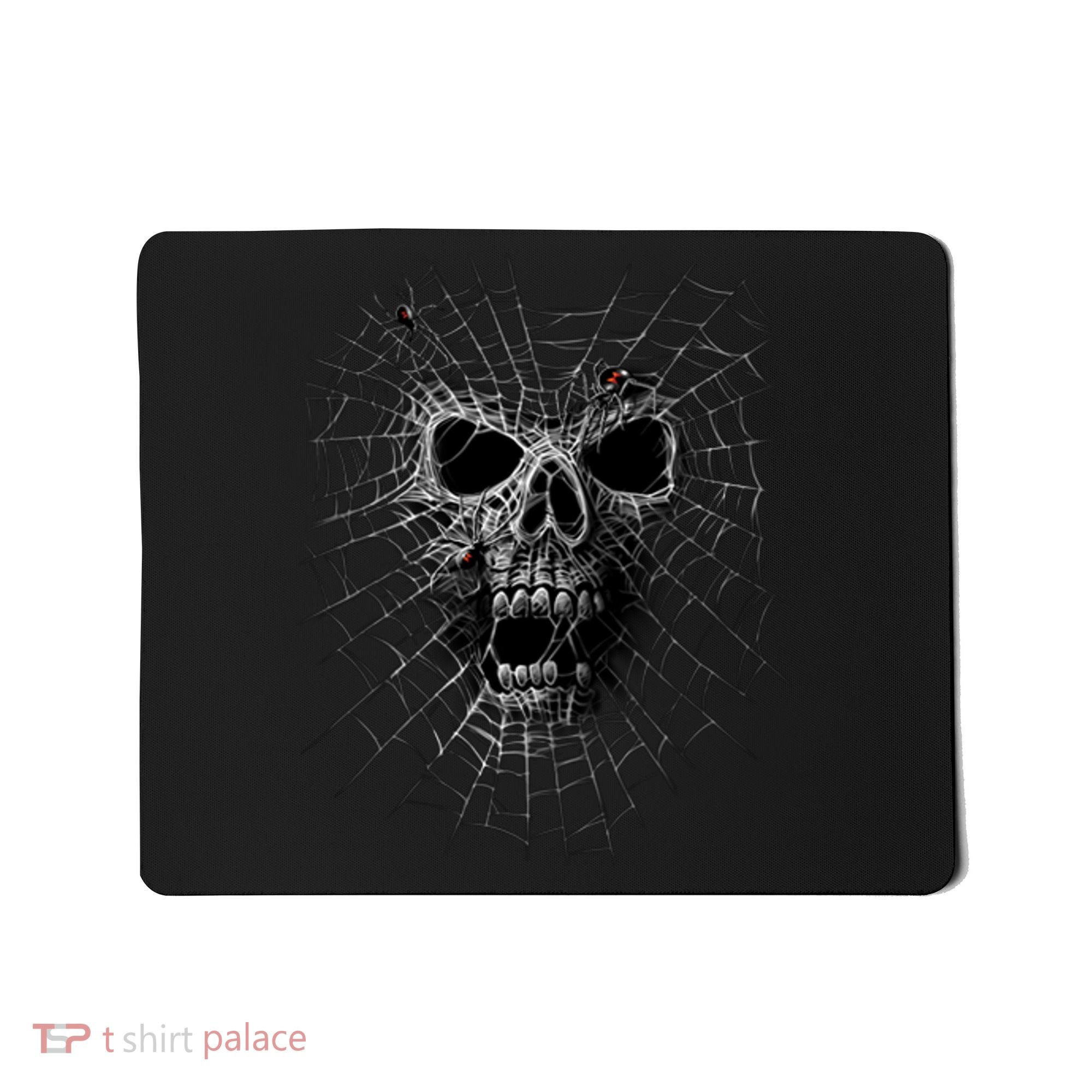 Black Widow Spider Web Skull Mousepad