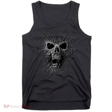 Black Widow Spider Web Skull Tank Top