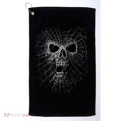 Black Widow Spider Web Skull Golf Towel