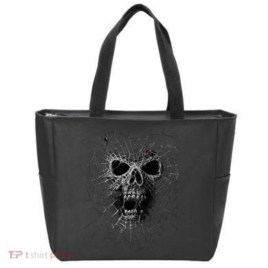Black Widow Spider Web Skull Tote Bag