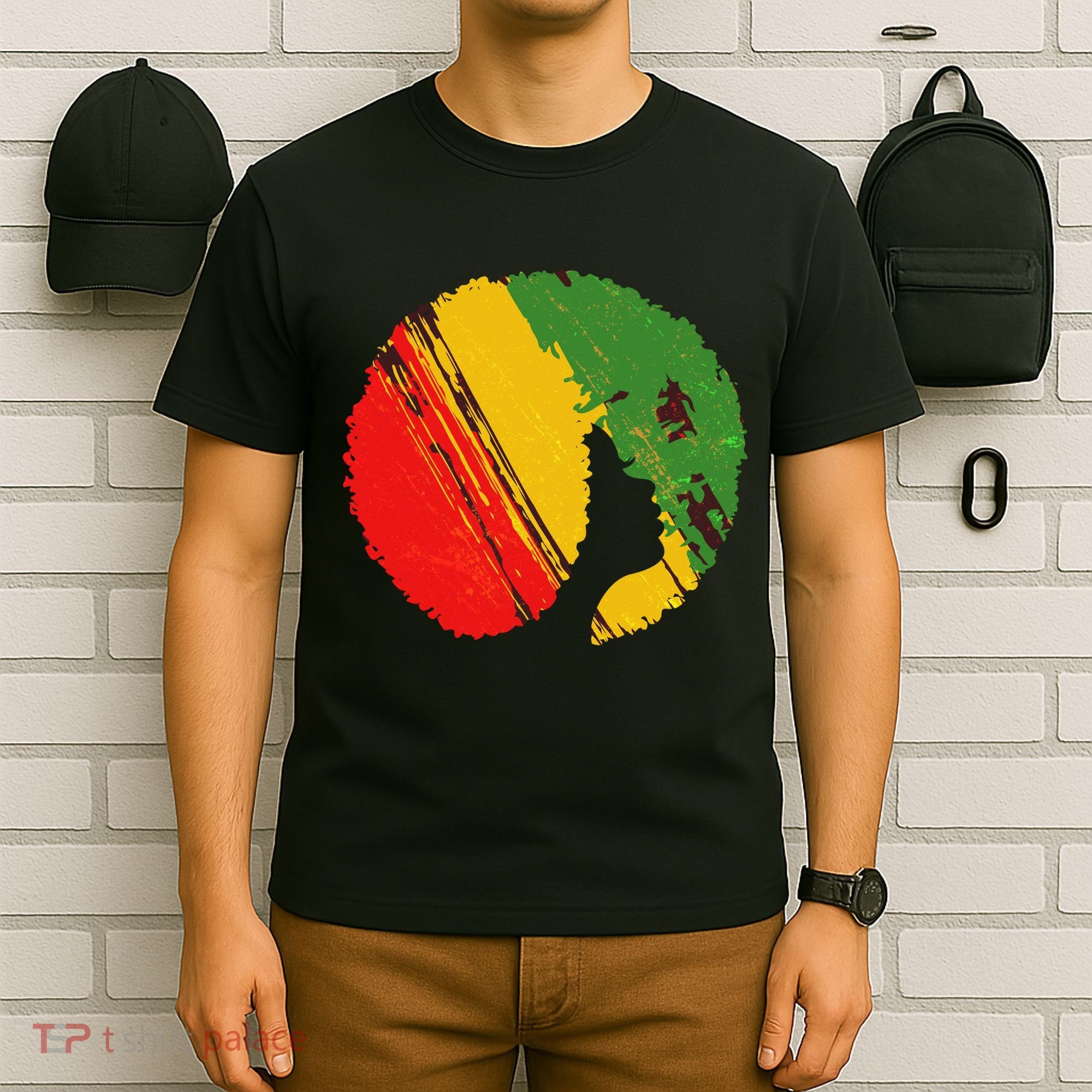 Black Woman with African Colors Afro Hairstyle T-Shirt