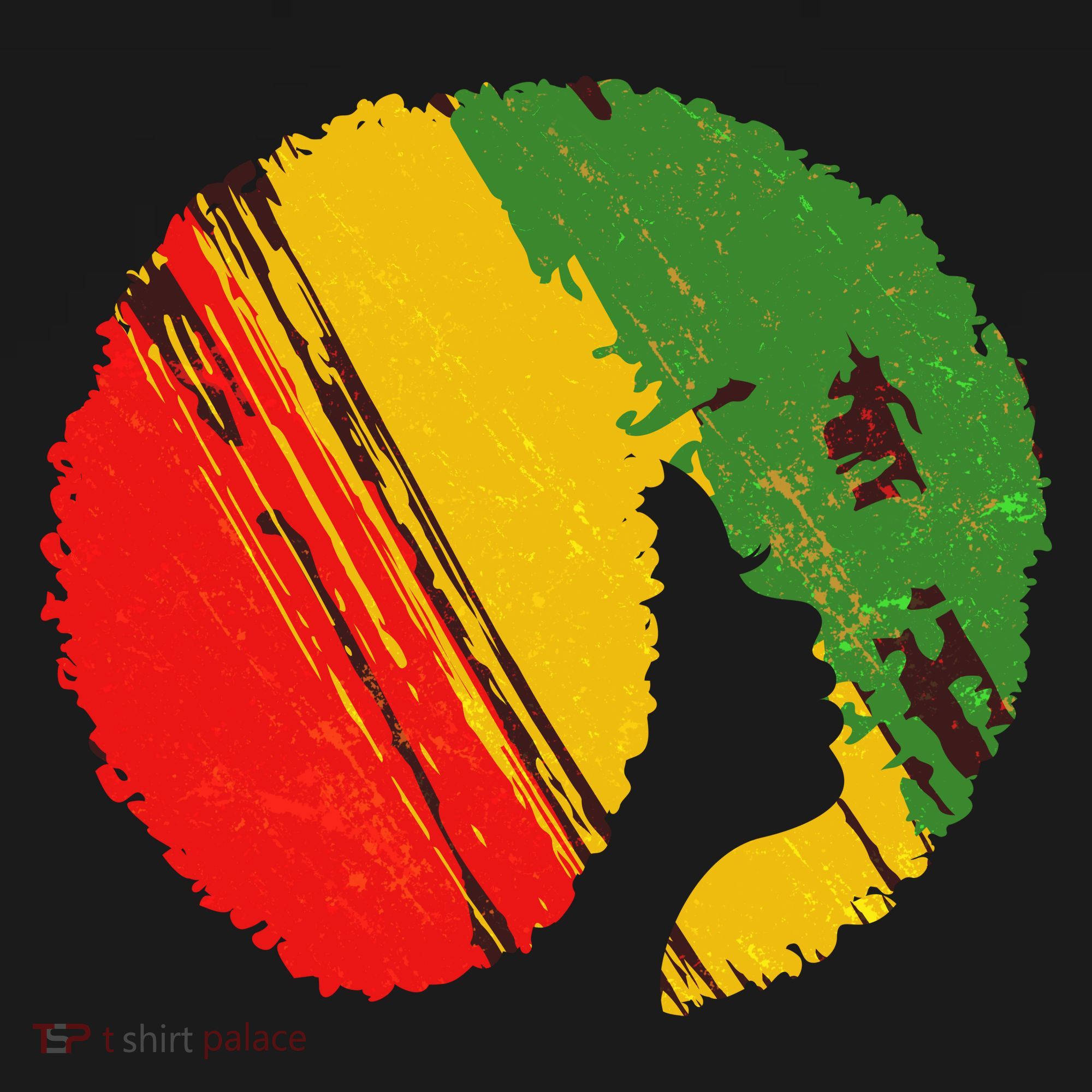 Black Woman with African Colors Afro Hairstyle T-Shirt