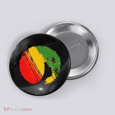 Black Woman with African Colors Afro Hairstyle Button