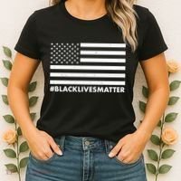 #BlackLivesMatter USA Flag Women's T-Shirt thumb 2