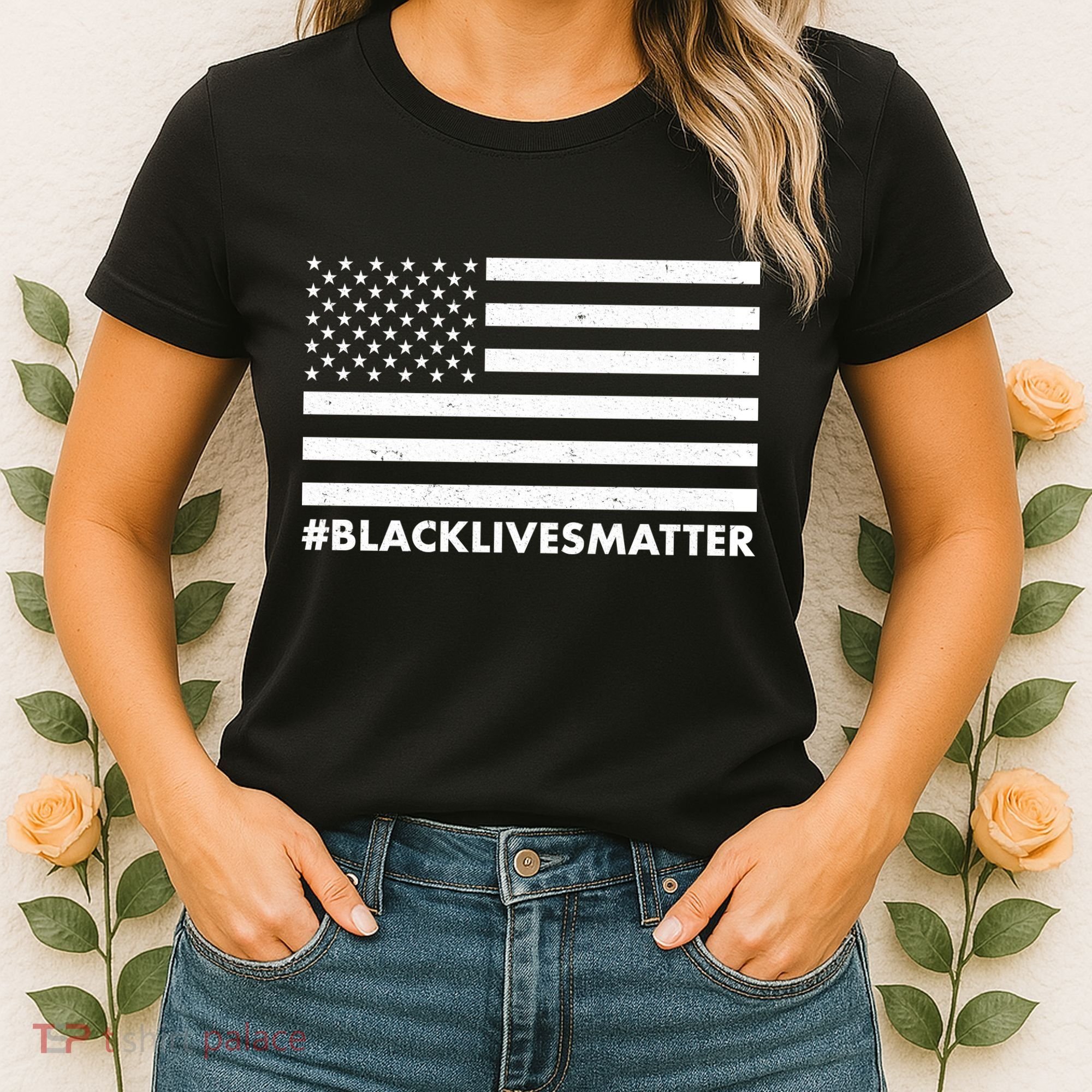 #BlackLivesMatter USA Flag Women's T-Shirt