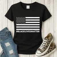 #BlackLivesMatter USA Flag Women's T-Shirt thumb 3