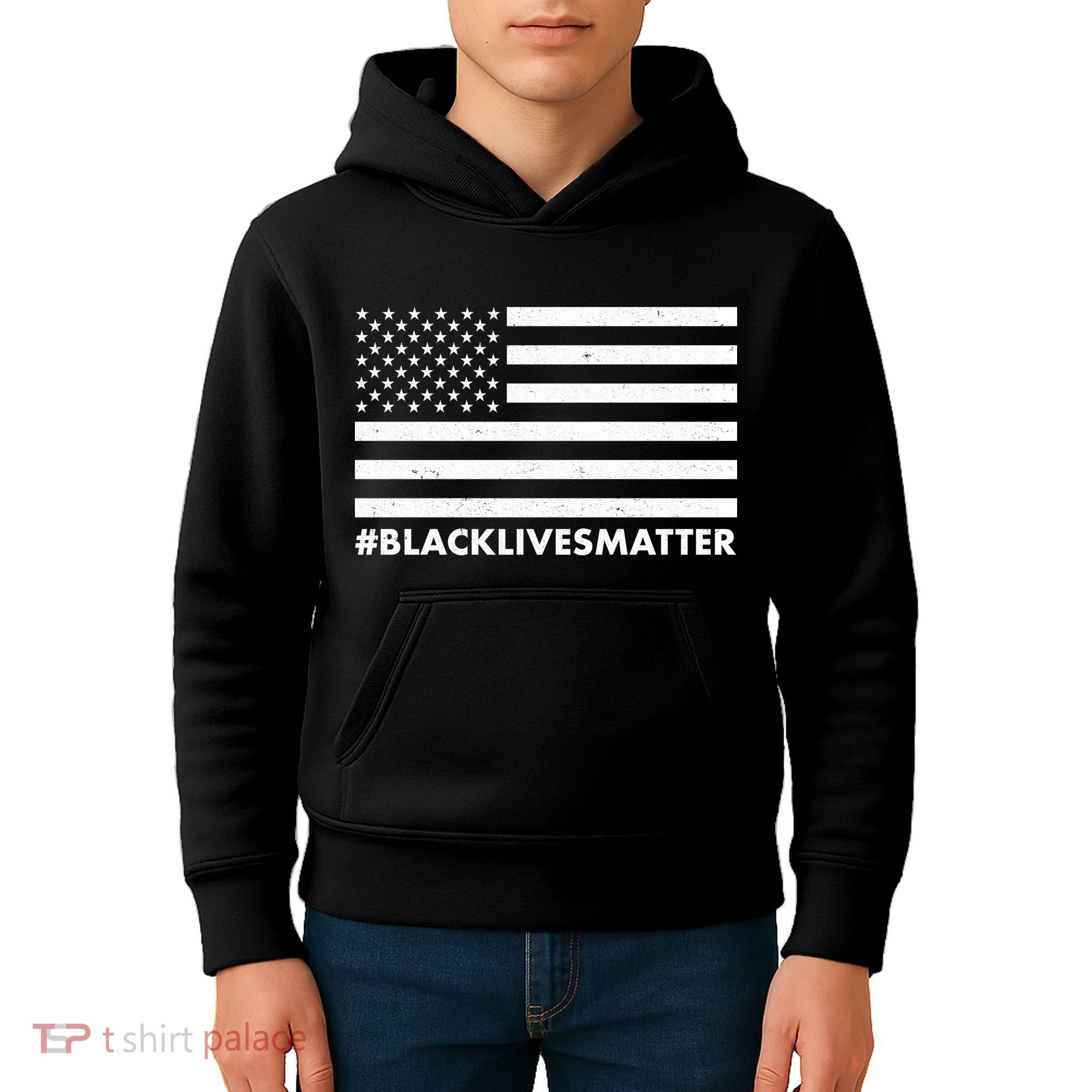#BlackLivesMatter USA Flag Kids Hoodie