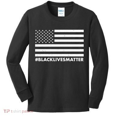 #BlackLivesMatter USA Flag Kids Long Sleeve Shirt