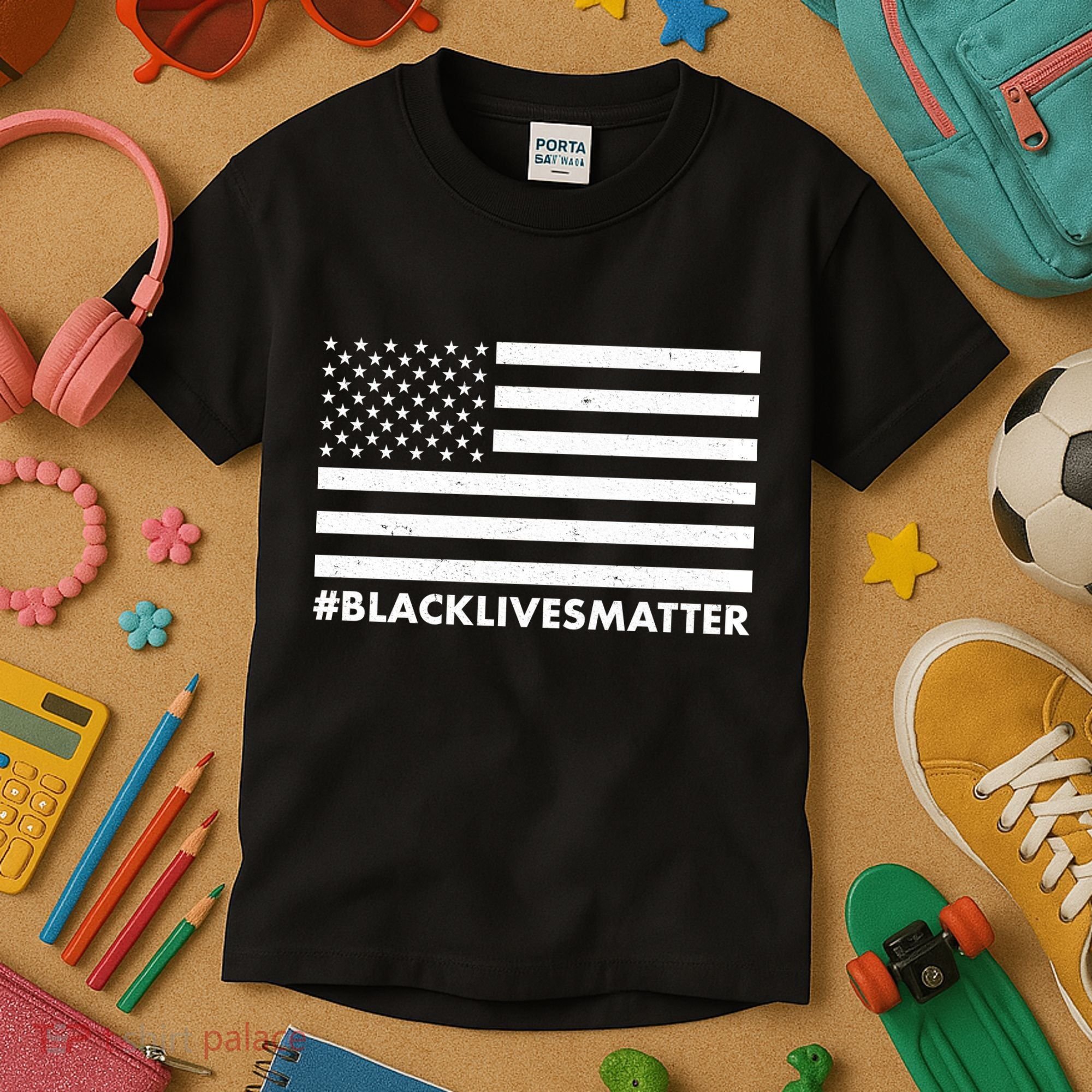 #BlackLivesMatter USA Flag Kids T-Shirt