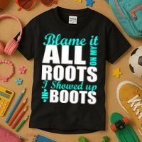 Blame It All On My Roots I Showed Up In Boots Kids T-Shirt thumb 3