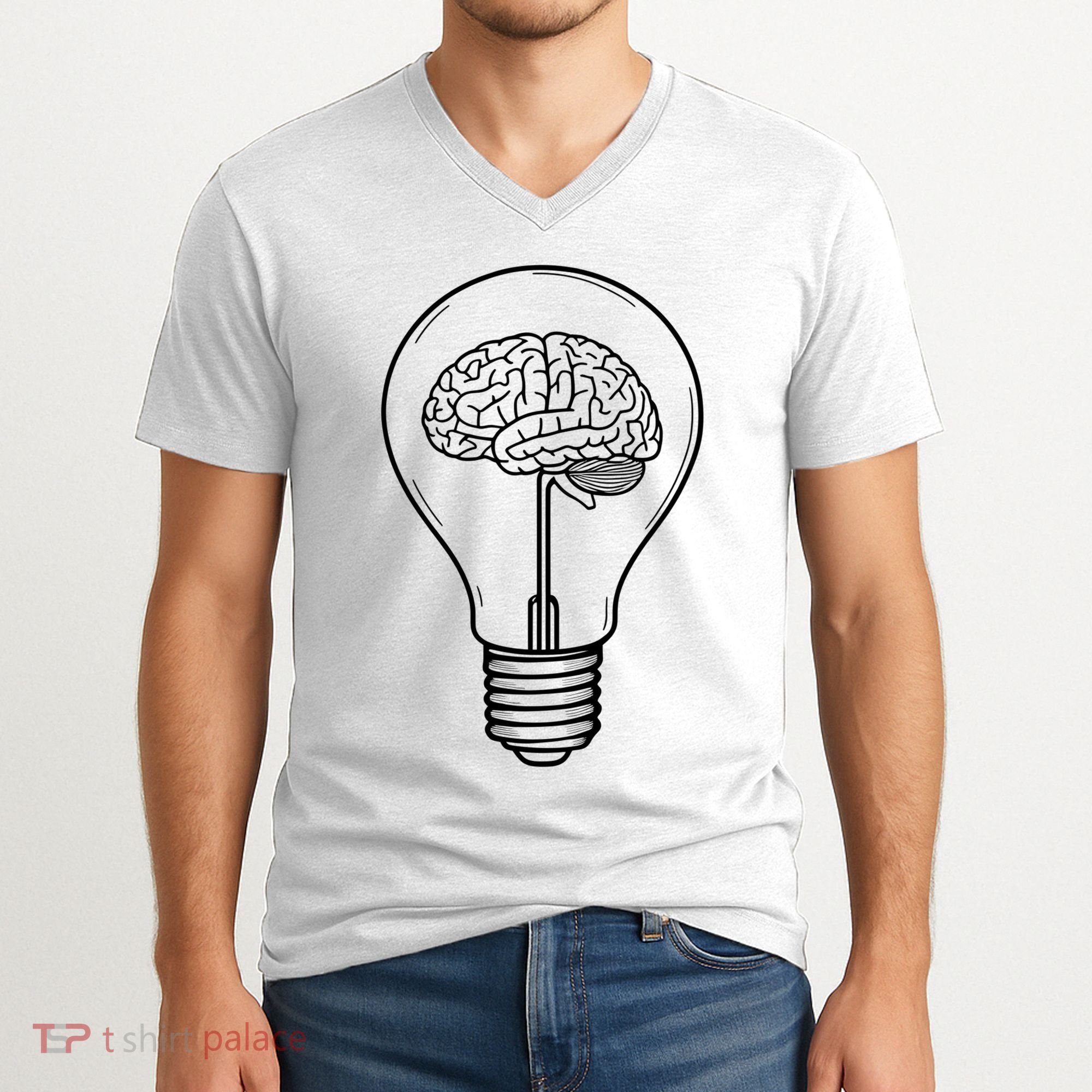 Brain Lightbulb: Bright Ideas And Creativity V-Neck T-Shirt
