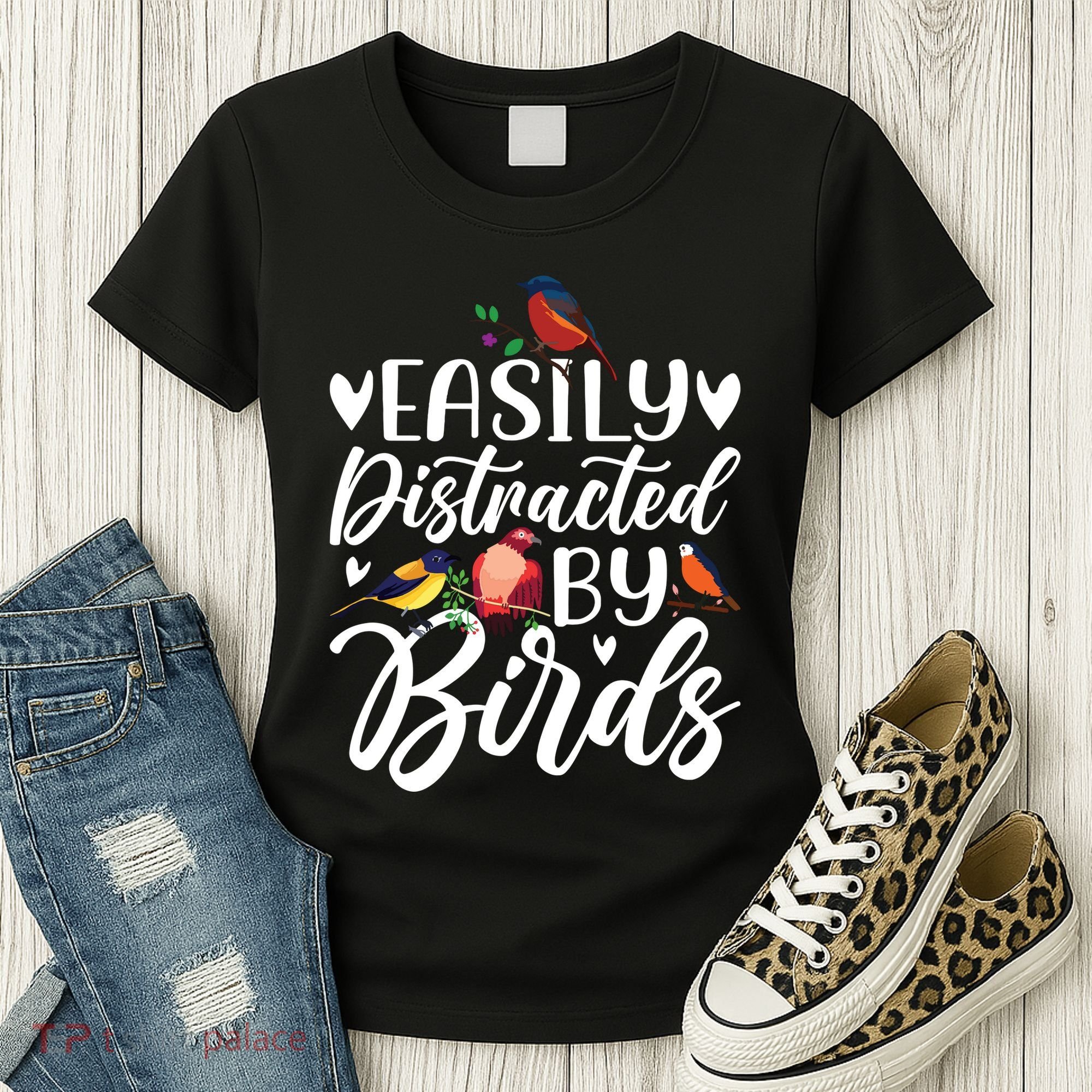 Bird Lovers Birdwatching Easy Distracted By Birds Birder Women's T-Shirt