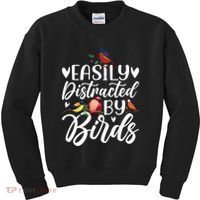 Bird Lovers Birdwatching Easy Distracted By Birds Birder Kids Sweatshirt thumb 0