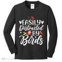 Bird Lovers Birdwatching Easy Distracted By Birds Birder Kids Long Sleeve Shirt thumb 0