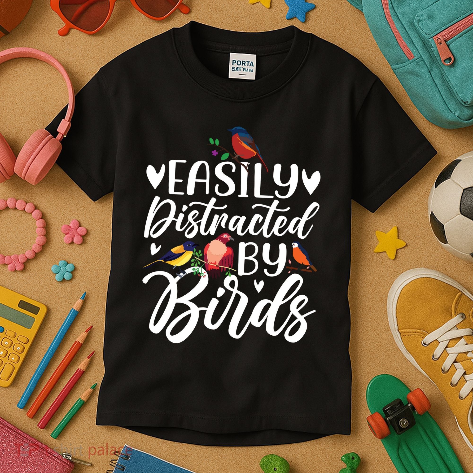 Bird Lovers Birdwatching Easy Distracted By Birds Birder Kids T-Shirt