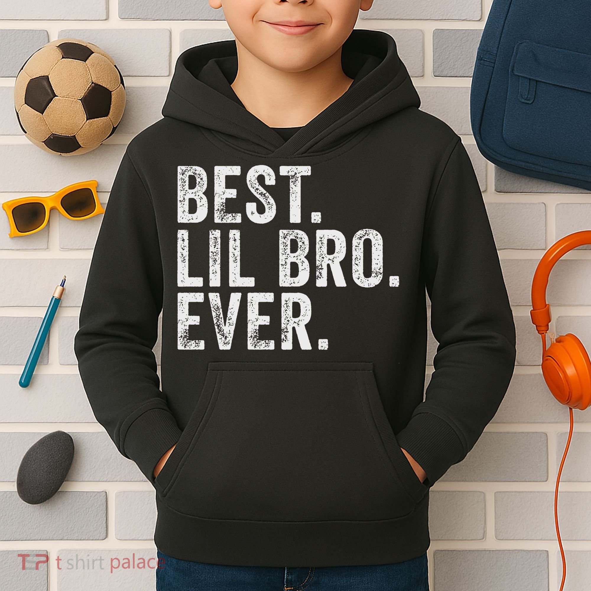 Best Lil Bro Ever Funny Little Brother Kids Hoodie