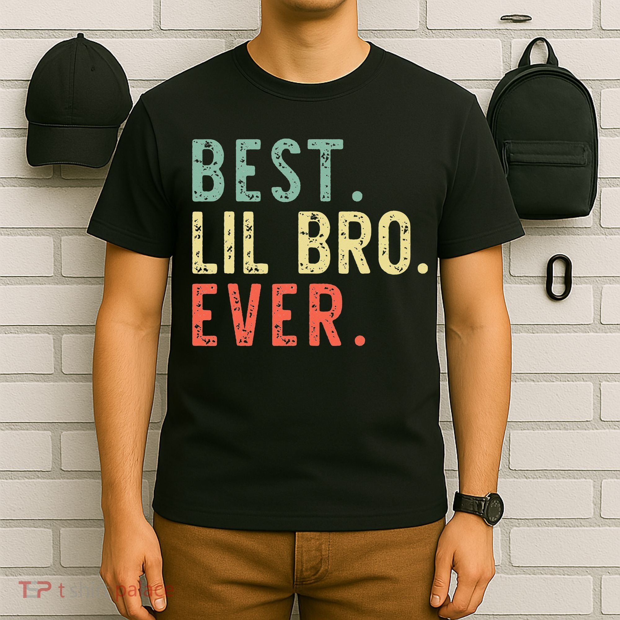 Best Lil Bro Ever Family Retro Vintage Little Brother T-Shirt