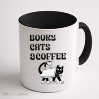 Book Lovers Books Cats And Coffee Coffee Mug thumb 1