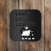 Book Lovers Books Cats And Coffee Coaster thumb 0