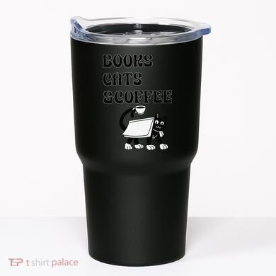 Book Lovers Books Cats And Coffee Tumbler