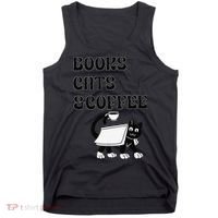 Book Lovers Books Cats And Coffee Tank Top thumb 0