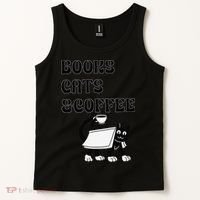 Book Lovers Books Cats And Coffee Tank Top thumb 2