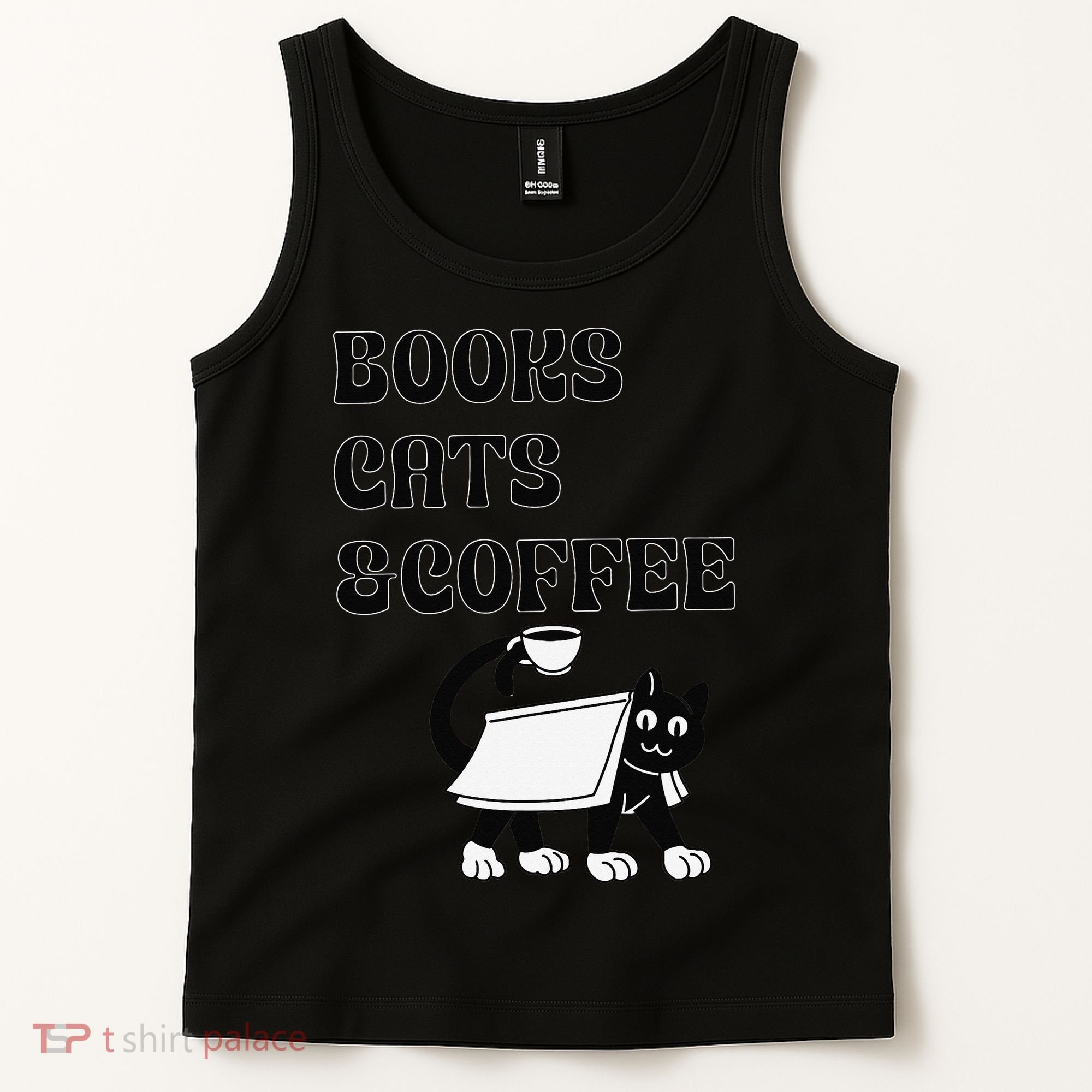 Book Lovers Books Cats And Coffee Tank Top
