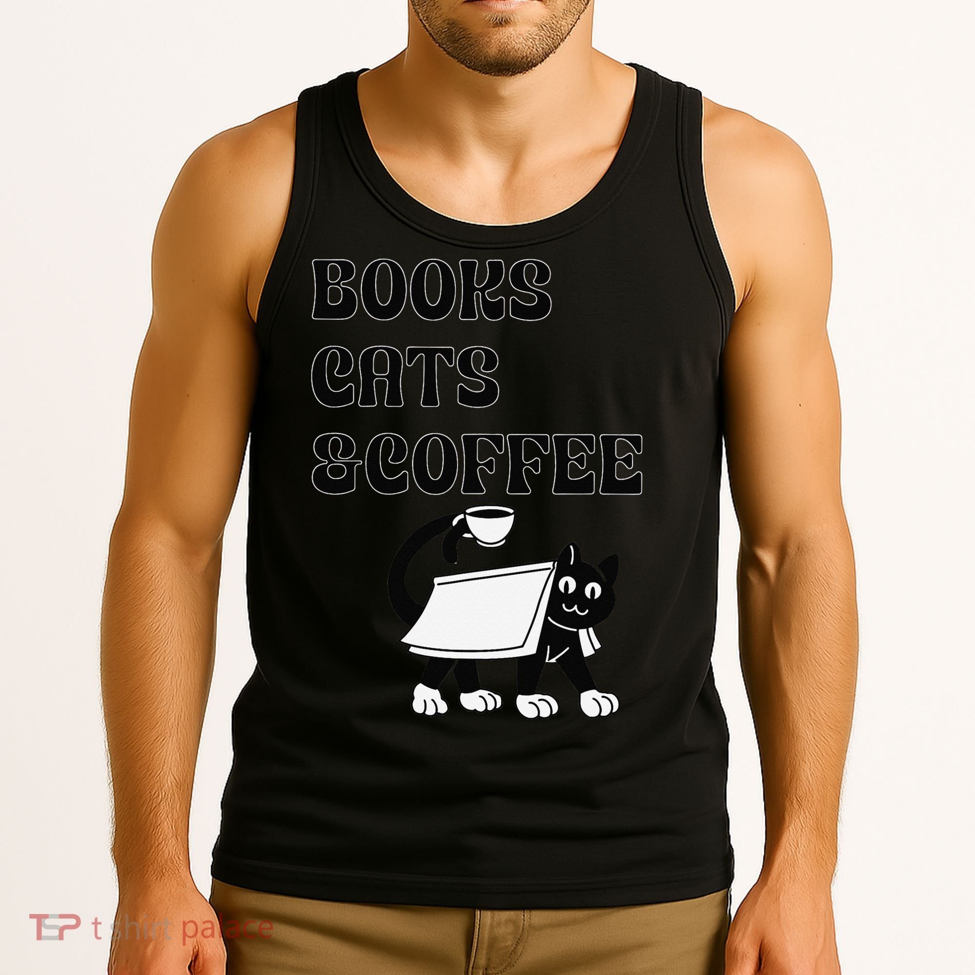 Book Lovers Books Cats And Coffee Tank Top