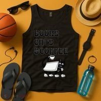 Book Lovers Books Cats And Coffee Tank Top thumb 4