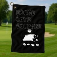 Book Lovers Books Cats And Coffee Golf Towel thumb 1