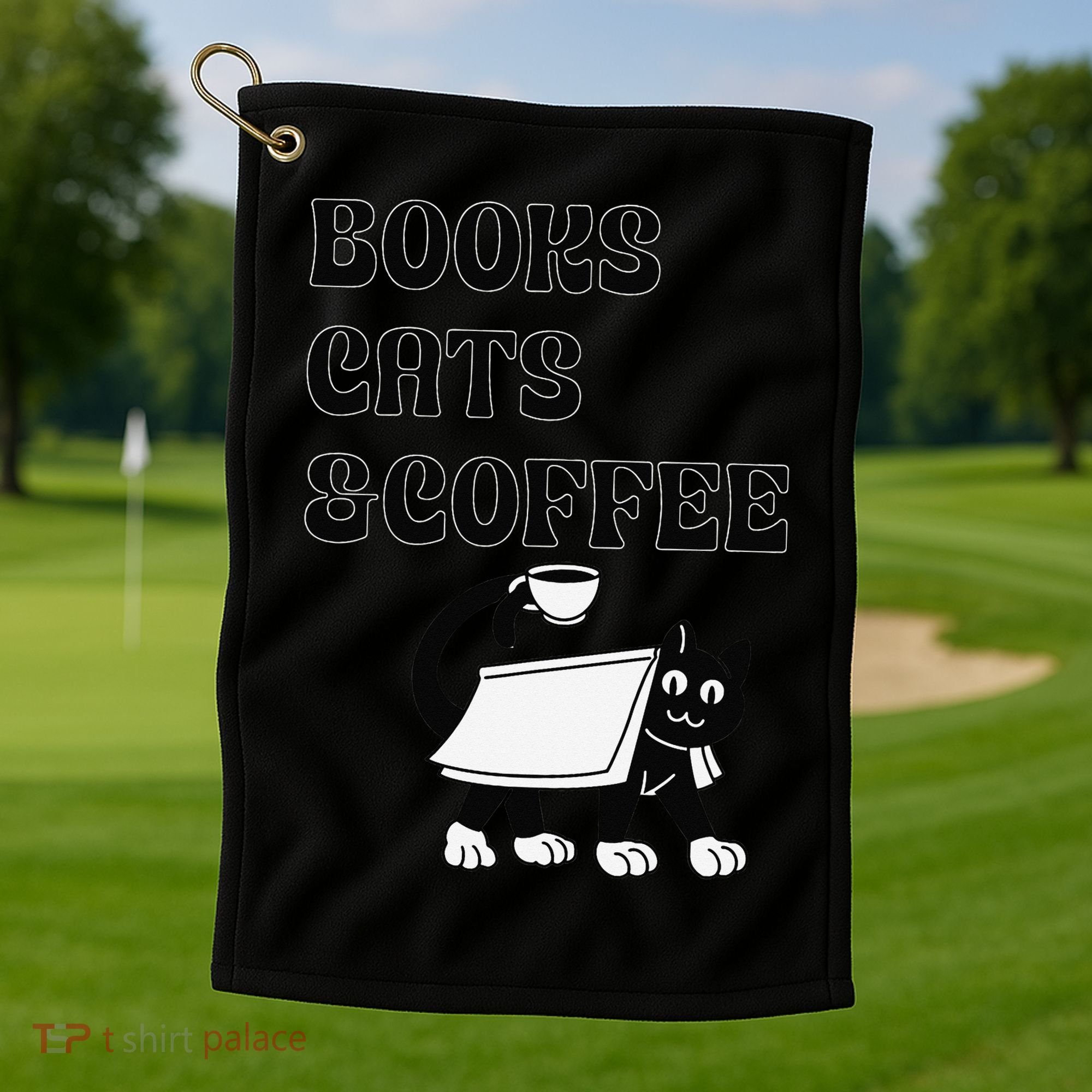 Book Lovers Books Cats And Coffee Golf Towel