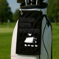 Book Lovers Books Cats And Coffee Golf Towel thumb 2