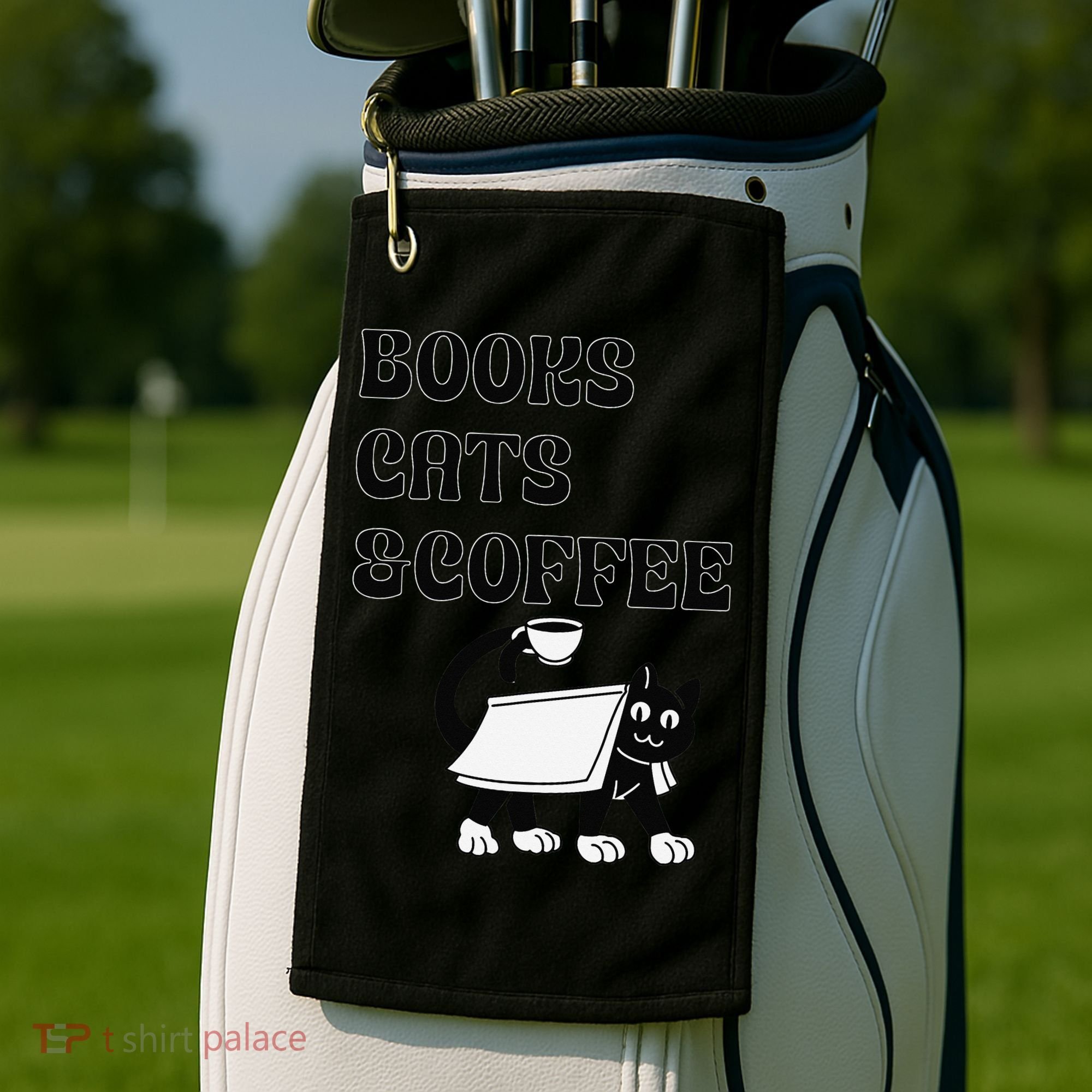 Book Lovers Books Cats And Coffee Golf Towel