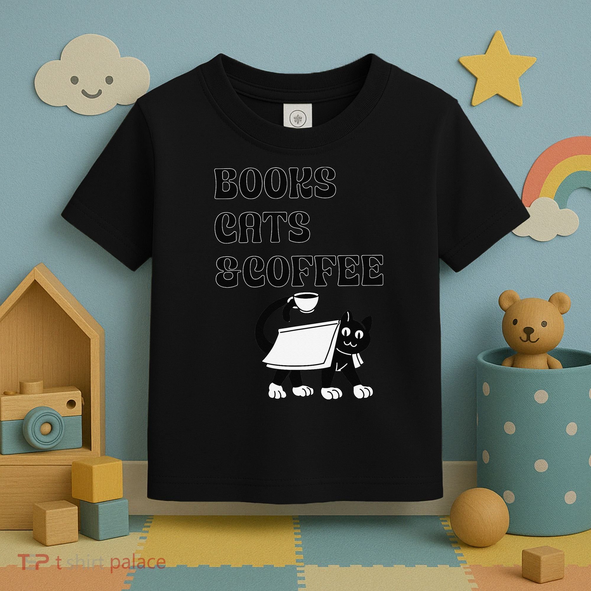 Book Lovers Books Cats And Coffee Toddler T-Shirt