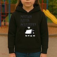 Book Lovers Books Cats And Coffee Kids Hoodie thumb 3