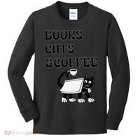 Book Lovers Books Cats And Coffee Kids Long Sleeve Shirt thumb 0