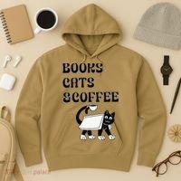 Book Lovers Books Cats And Coffee Hoodie thumb 3