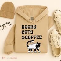 Book Lovers Books Cats And Coffee Hoodie thumb 4