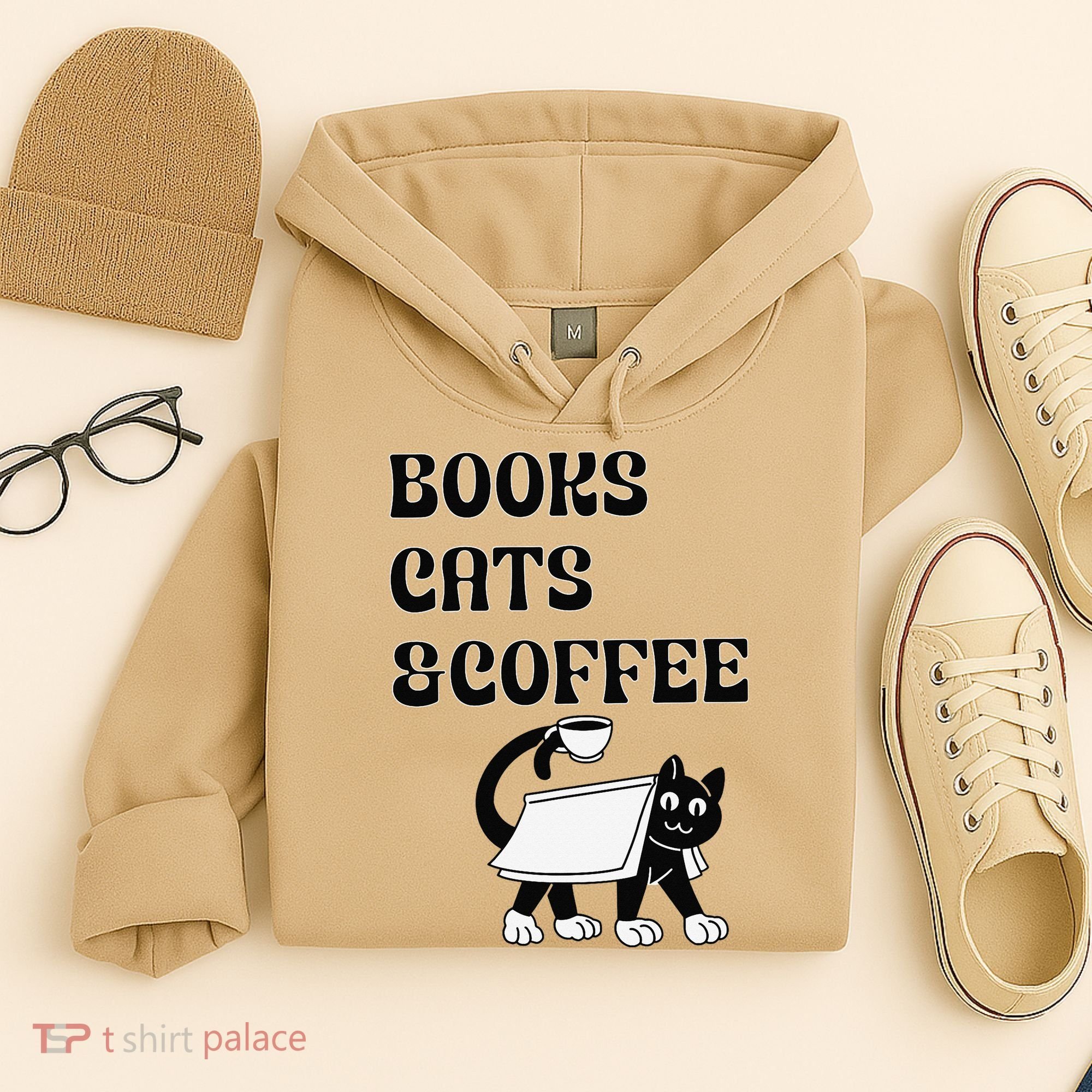 Book Lovers Books Cats And Coffee Hoodie