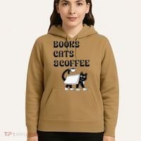 Book Lovers Books Cats And Coffee Hoodie thumb 5