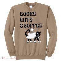 Book Lovers Books Cats And Coffee Sweatshirt thumb 0