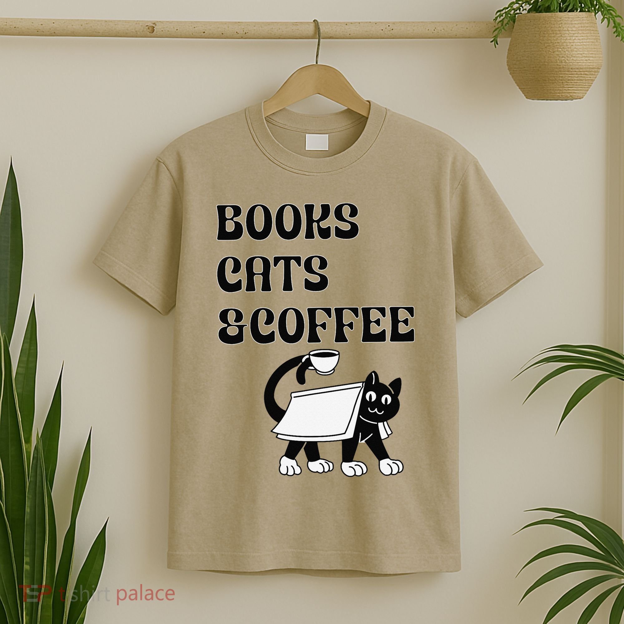 Book Lovers Books Cats And Coffee T-Shirt