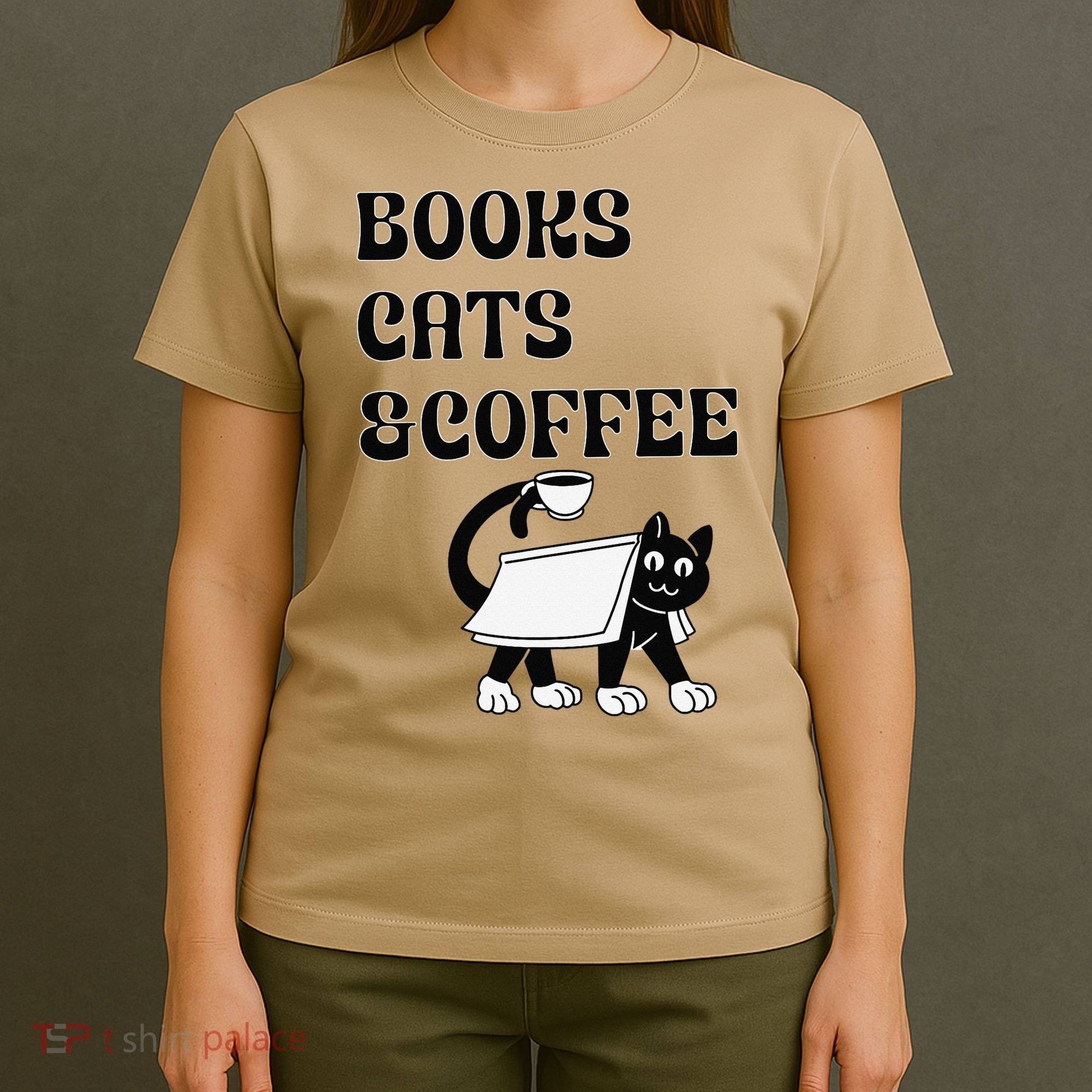 Book Lovers Books Cats And Coffee T-Shirt