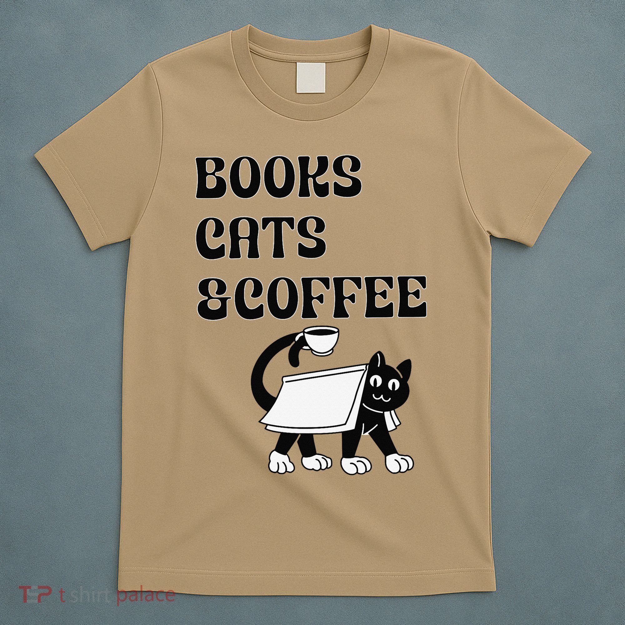 Book Lovers Books Cats And Coffee T-Shirt