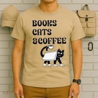 Book Lovers Books Cats And Coffee T-Shirt thumb 6