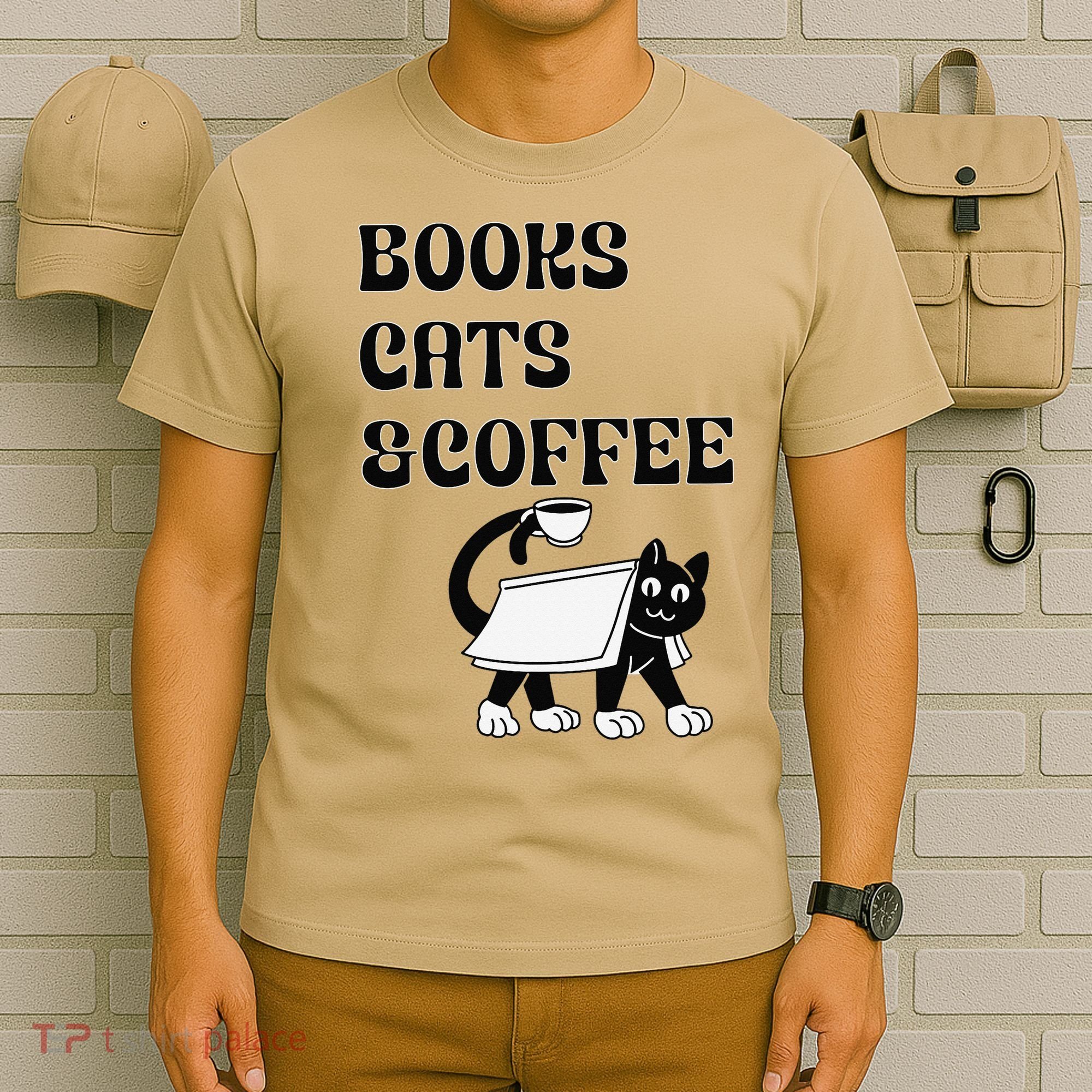 Book Lovers Books Cats And Coffee T-Shirt