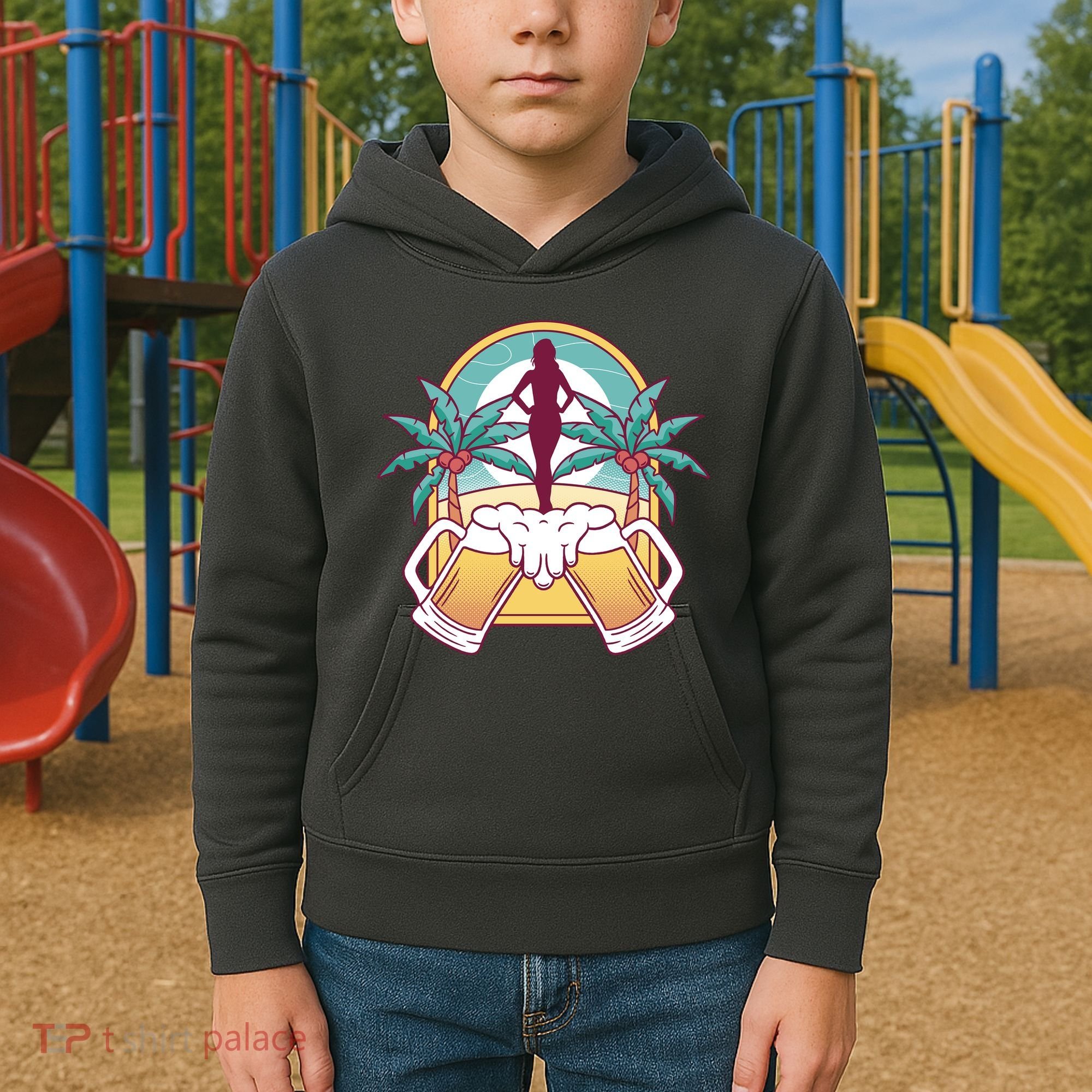 Beer Lover Beach Paradise Kids Hoodie