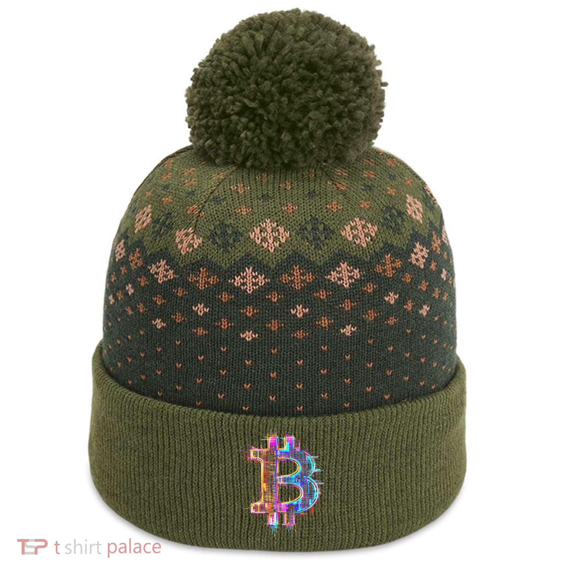 Bitcoin Logo Crypto Trader Investor Cryptocurrency Btc The Baniff Cuffed Pom Beanie