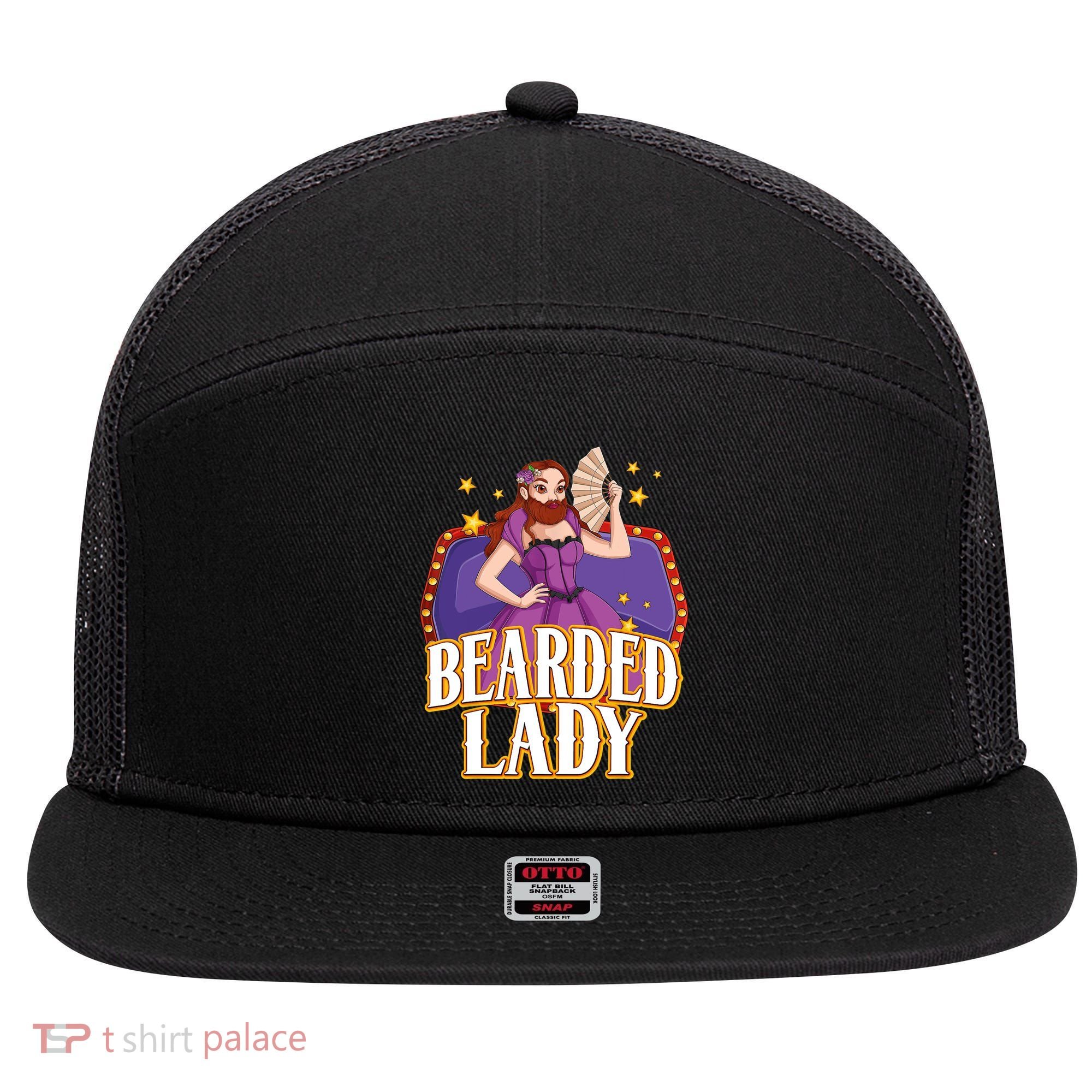 Bearded Lady Costume Circus Staff Carnival Lovers 7 Panel Mesh Trucker Snapback Hat